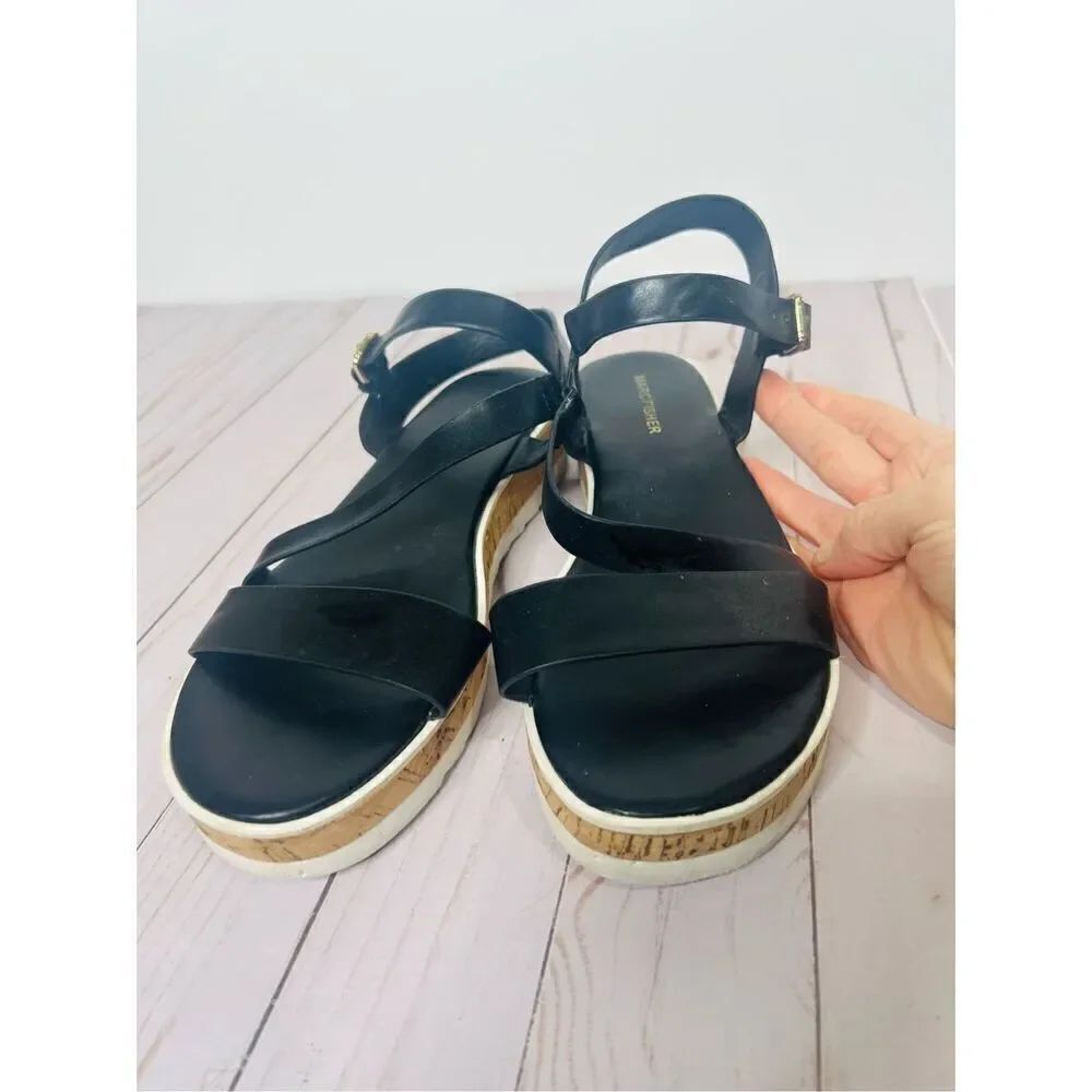 Marc Fisher Black Leather Strappy Sandals - Picture 3 of 6